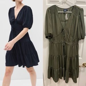 NWT Gap Tie-Front Tiered Mini Dress